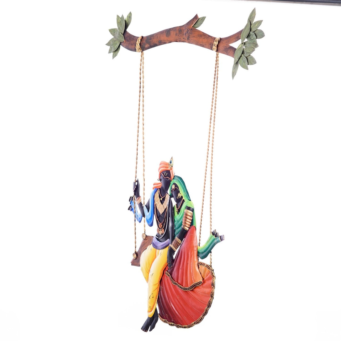 Ecraftindia Radha Krishna on Swing Wrought Iron Wall Hanging