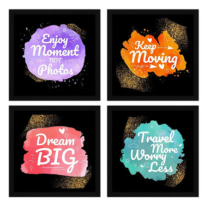 ArtX Paper Motivational Quotes AXJ00137-MOT Keep Moving Wall Art Painting With Frame Set of 4