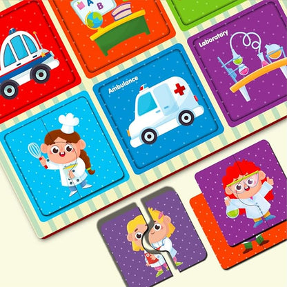 Mini Leaves 2 Piece Wooden Puzzle for Kids | Professions Jigsaw Puzzle | Set of 6 Wooden Puzzles for Kids | Educational Toys for Kids