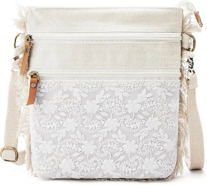 Goatter Cotton Material Embroidery Designs Medium Size Sling Bag For Women, 