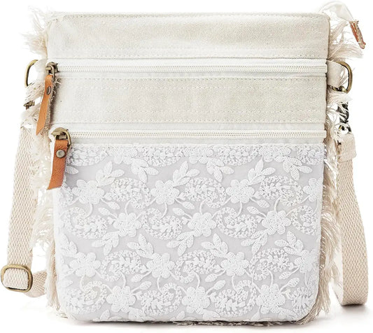 Goatter Cotton Material Embroidery Designs Medium Size Sling Bag For Women, 