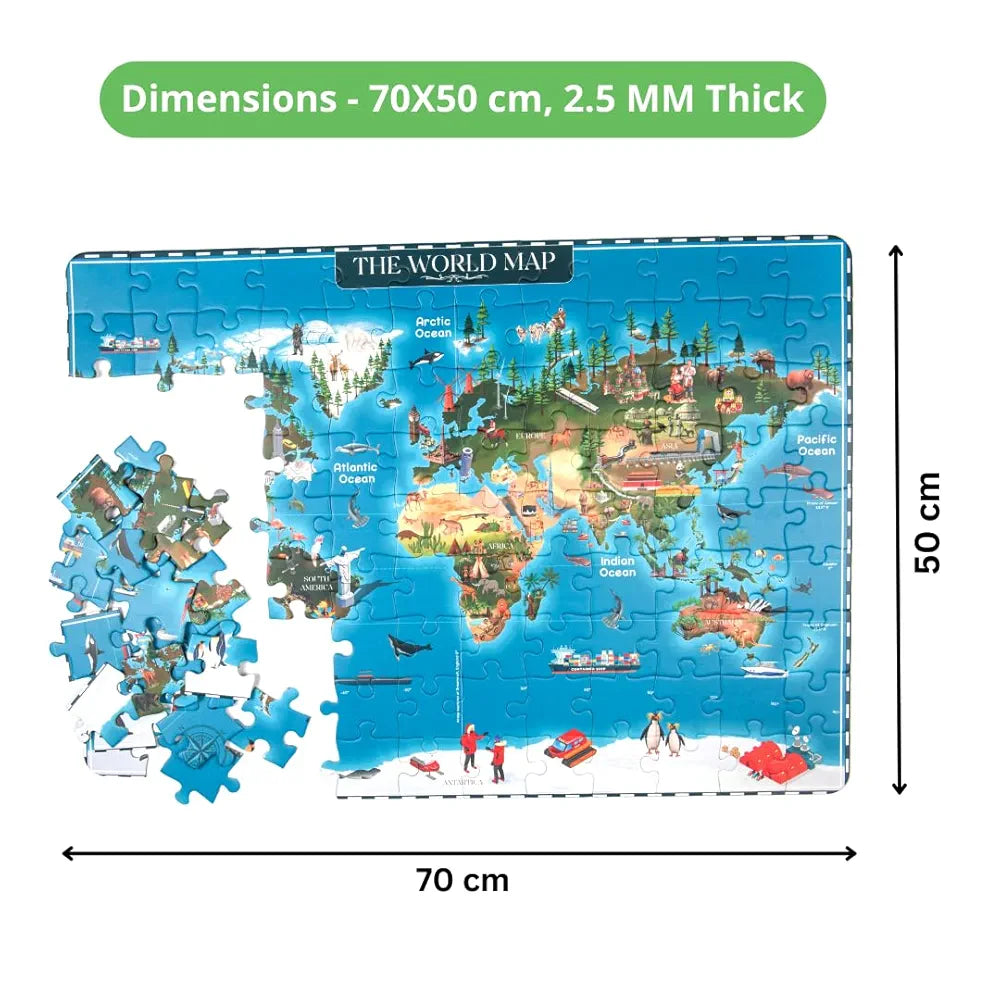 NESTA TOYS - Floor Puzzle & Game, World Map Jigsaw Puzzle, Educational Toy, Gifts for Boys & Girls Ages 6 to 14 | Geography for Kids | 108 pcs, 70 x 50 cm