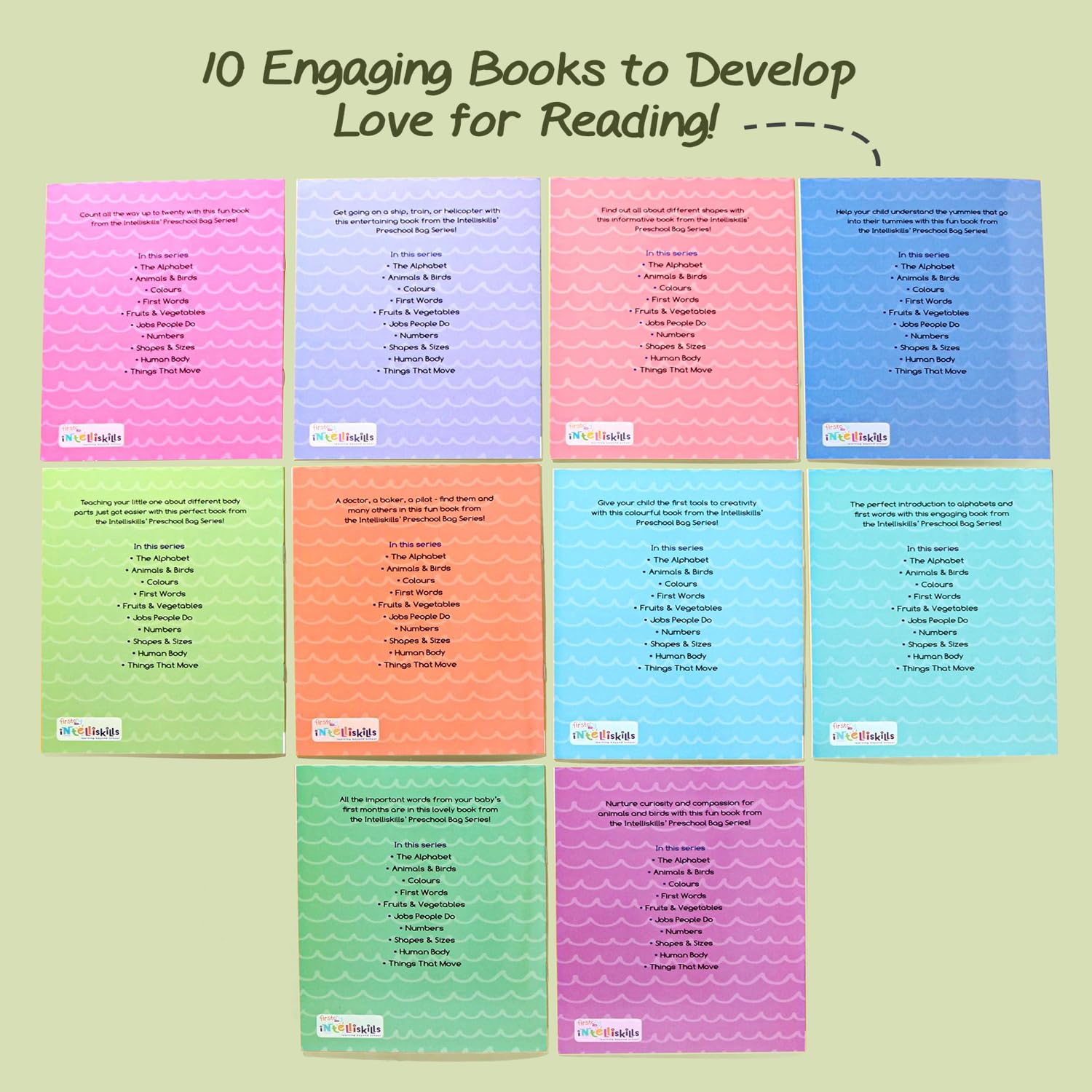 Firstcry Intelliskills Premium My Preschool Book Set of 10 | Montessori Educational Activity Book for Boys & Girl | 80 Pages