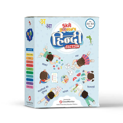 ClassMonitor Hindi Language Learning Kit with Mobile App, 850+ Hindi Vocabulary Words, 100+ Swar, Vyanjan & Matra Tiles, 52 Flash Cards, 24 Conversion Cards, Puzzle for 2-6 Years Kids