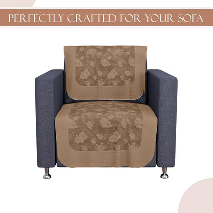 Kuber Industries Set of 6 Net Durable 2+1 Seater Sofa Covers for Living Room Self Net Hawaii Camel Brown