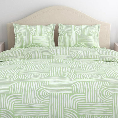 Haus & Kinder Cotton Bed Sheet for King Size Bed 108 X 108 Inches with 2 Pillow Covers | 186 TC Bedsheet Verdant Arches