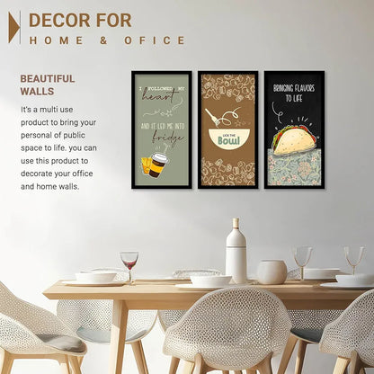 Kotart Restaurant Quotes Posters with Frame for Kitchen I Followed My Heart  Set of 3