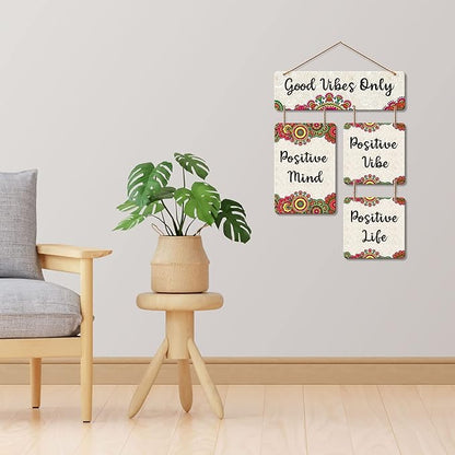 Artvibes Good Vibes Only Decorative Wall Art Mdf Wooden Wall Hanging for Living Room | Quotes Items House Decoration