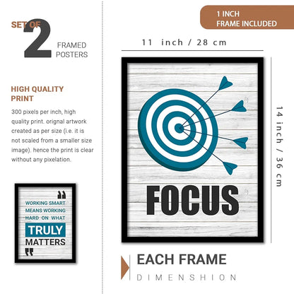 Kotart Wood Focus Motivational Quotes Framed Posters