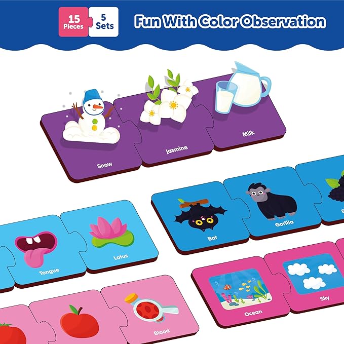 Mini Leaves Colors 3 Piece Wooden Puzzle Color Matching Puzzle Montessori Early Educational Pre School Puzzle Toys for Kids