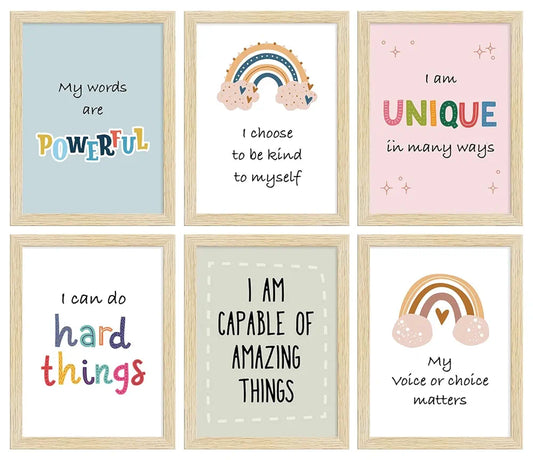 ArtX Motivational -07 Quotes Wall Art A4 Size Multicolor Synthetic Wood Frames Set Of 6