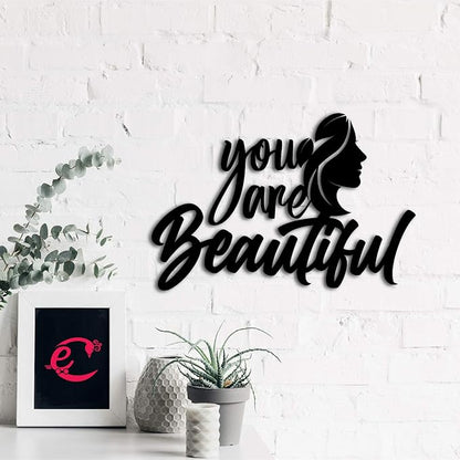 Ecraftindia You Are Beautiful Woman Black Engineered Wood Cutout Wall Art Decor | Wooden Wall Decor Item