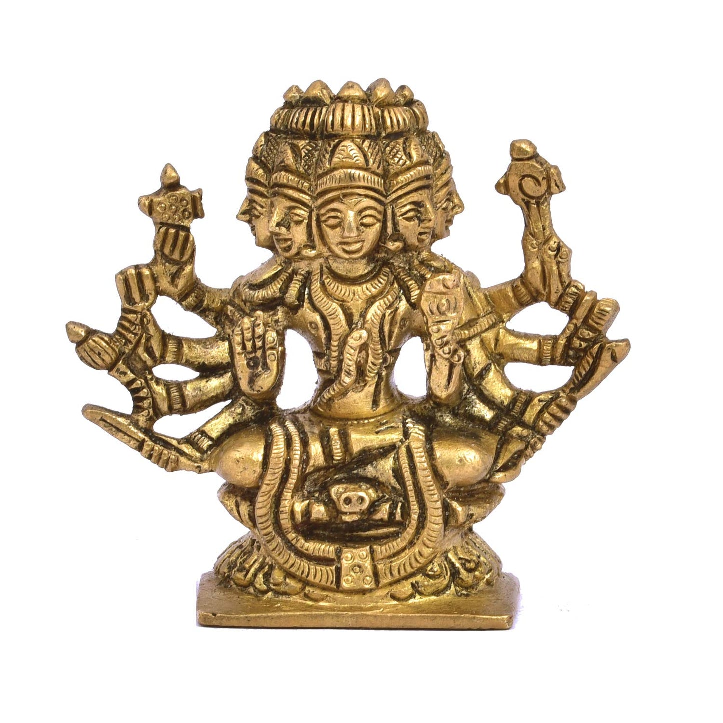 The Advitya Brass Gayatri Devi/ Mata Statue | Idol for Car Dashboard | 5 Face Goddess Savitri Murti