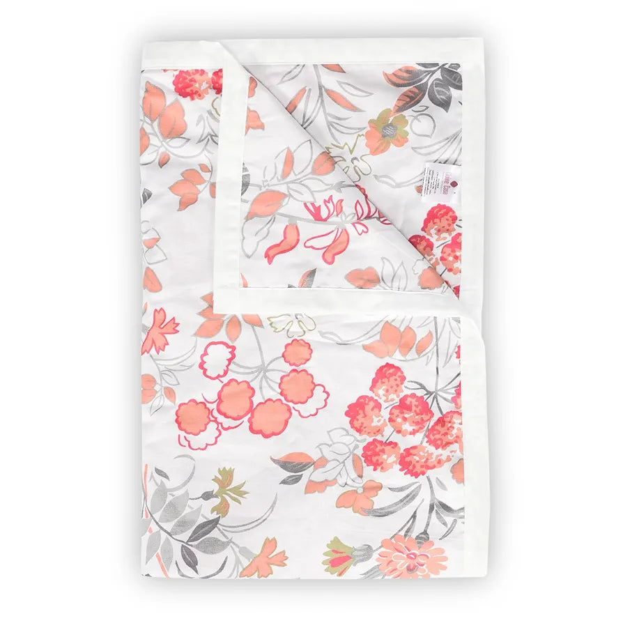 Divine Casa Floret 100% Cotton Single Dohar 120 GSM Soft & Lightweight Throw Blanket Colour Floral Blush