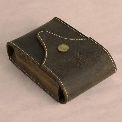 Goatter Leather Material Mens Cigarette & Lighter Cover, Dark Brown 