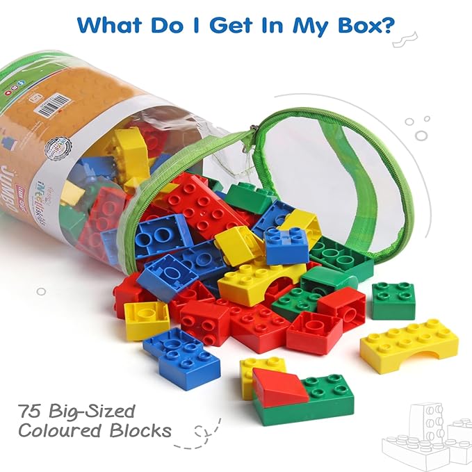 Firstcry Intelliskills Premium 75 Pieces Jumbo Construction Block Sets for Baby & Kids