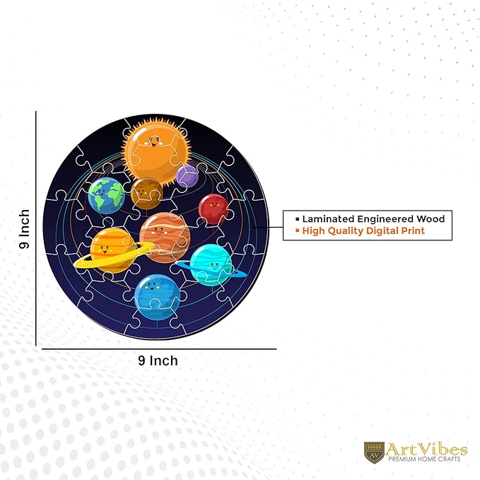 Artvibes Wooden Premium Solar System Puzzles for Kids Age 2 and 3 | 19 Piece Puzzles | Fun Learning Brain Booster for Little Champions