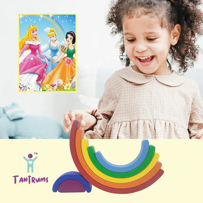 Tantrums Wooden Rainbow Stacker, 7-Piece Educational Toy, Multicolour Learning Blocks for Motor Skills Development