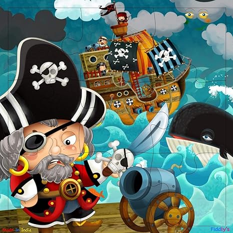 Fiddly's Wood Jigsaw Puzzles for Children - 9 Pieces | the Good Pirates | Pack of 4
