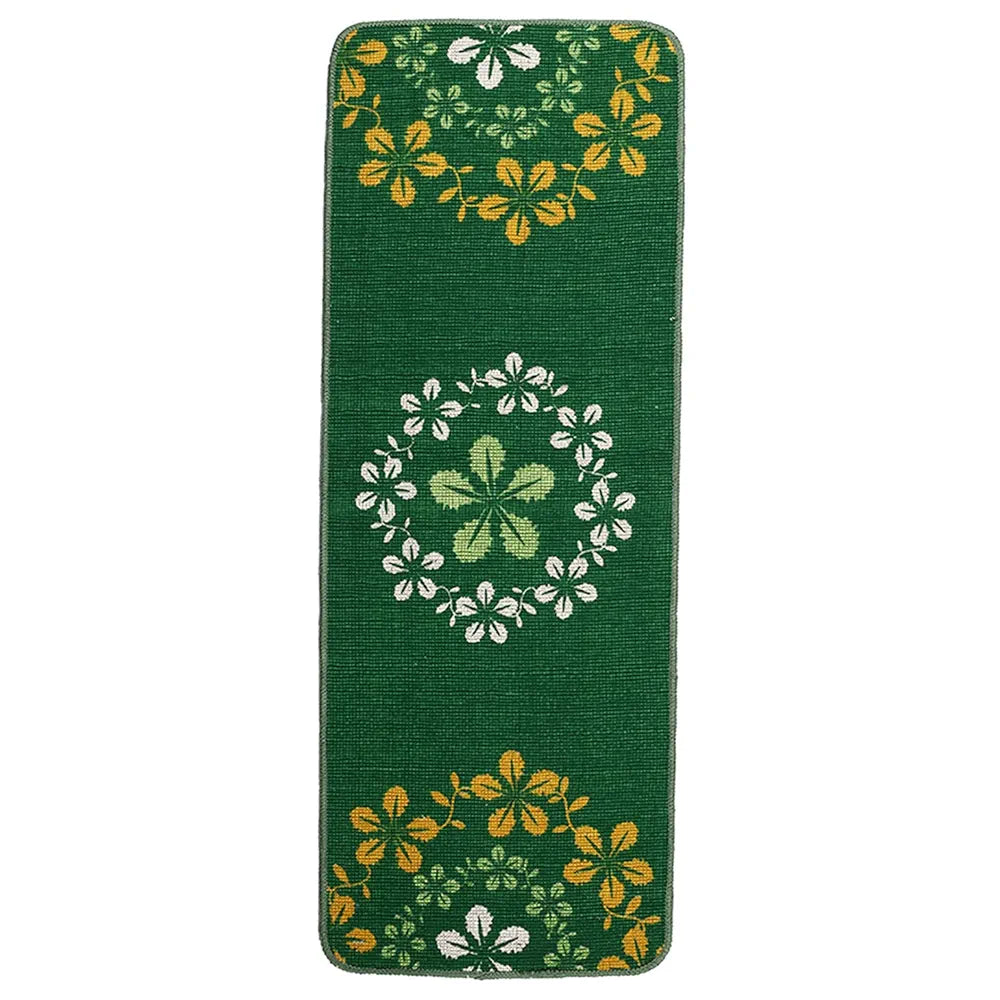 Saral Home Zinta Floral Soft Cotton Durable & Washable Multipurpose Runner Colour Green