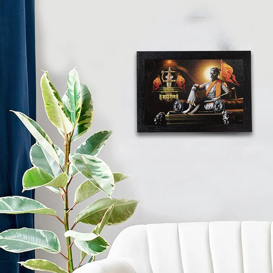 Lifehaxtore Wooden Framed Painting of Shri Shivaji Maharaj