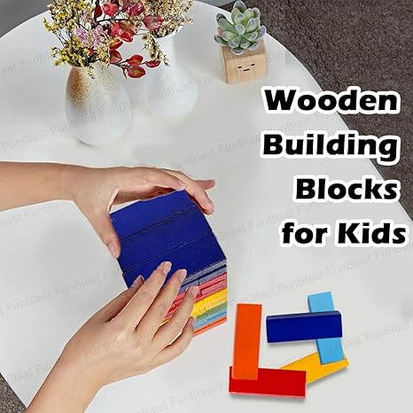 FunBlast Wooden Blocks 48 Pcs Challenging Color Wooden Tumbling Tower Toys Puzzle