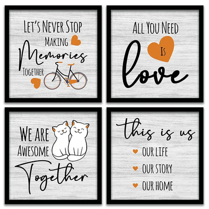 Kotart Lets Never Stop Family Quotes Frames for Wall Decor Set of 4