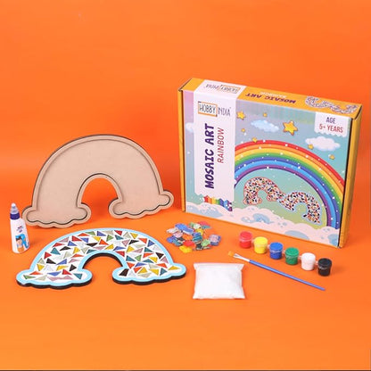 Hobby India Diy Rainbow Mosaic Art Kit | Creative Craft Kit | Paint It Yourself Activity Kit Birthday Return Gift for Boys and Girls