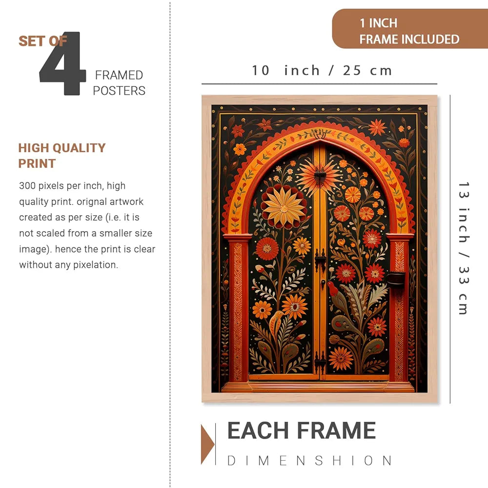 Kotart Madhubani Art Paintings with Frame Traditional Framed Painting Pack of 6