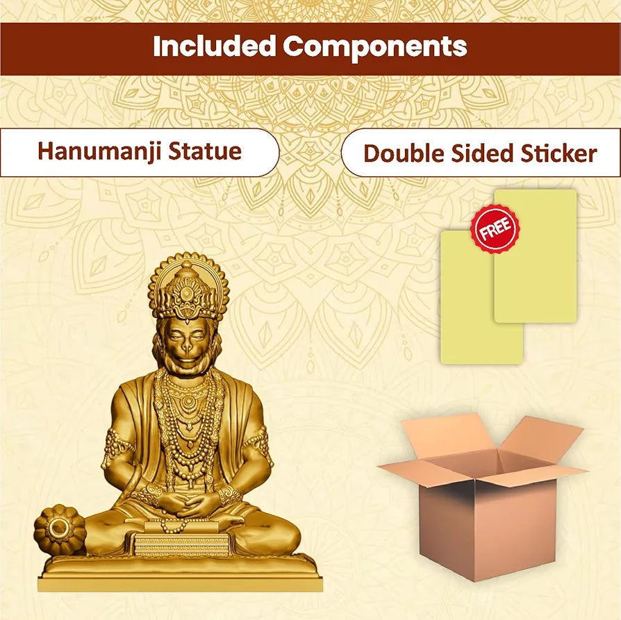 Jd Fresh 4.5 Inch Bajrangbali Statue with Gada - Gold