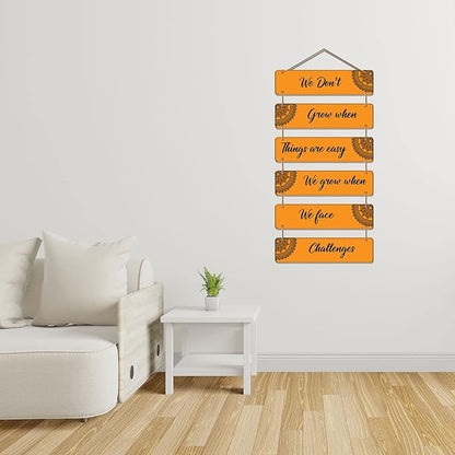 Artvibes Decorative Wall Hanging Wooden Art Decoration Item for Living Room | Home Decor | Quotes Decor Item | Set of 6