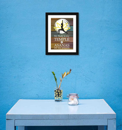 ArtX Paper Yoga Asanas Health Quote Wall Frame Art Painting Multicolor