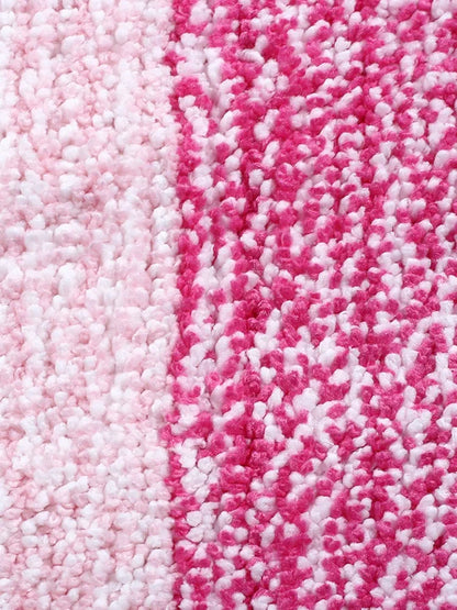 Saral Home Microfiber Striped Rectangle Anti-Skid Runner Colour Pink