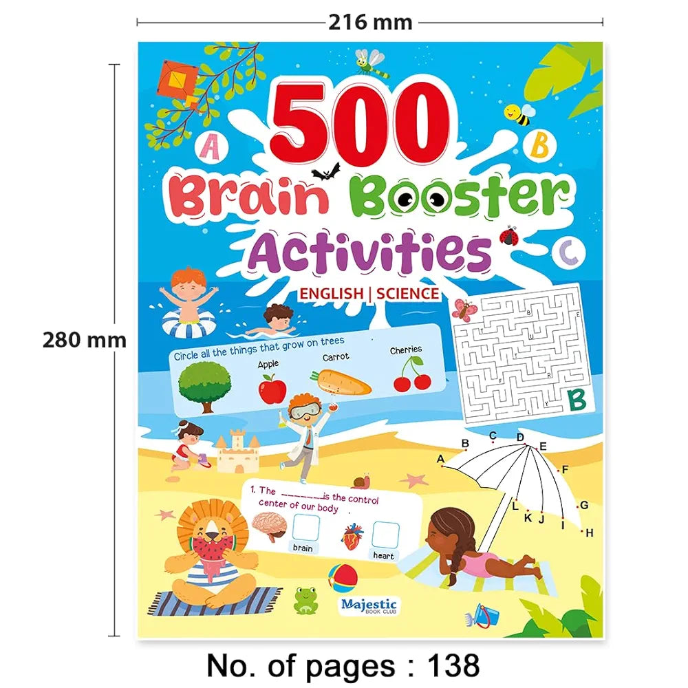 500 Brain Booster Activity Book for Kids Age 4+ | Fun English & Science Activities | Boost Focus, Confidence & Vocabulary | 500+ Engaging Tasks by The Book Tree
