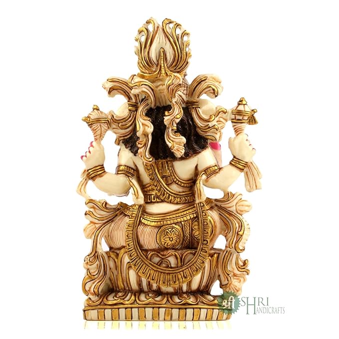 Indicast Resin 8" Inch Lord Ganesha Sitting Gold Painting Hindu God Ganesh Ganpati Idol Figurine | Home Office
