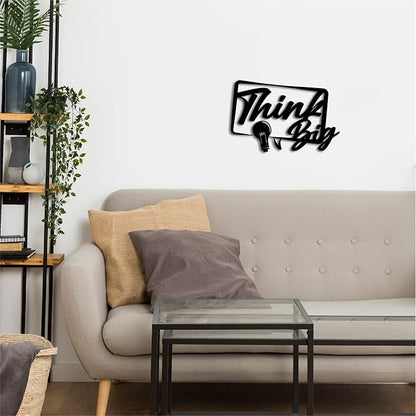 Ecraftindia Think Big Black Engineered Wood Wall Art Cutout | Ready to Hang Home Decor