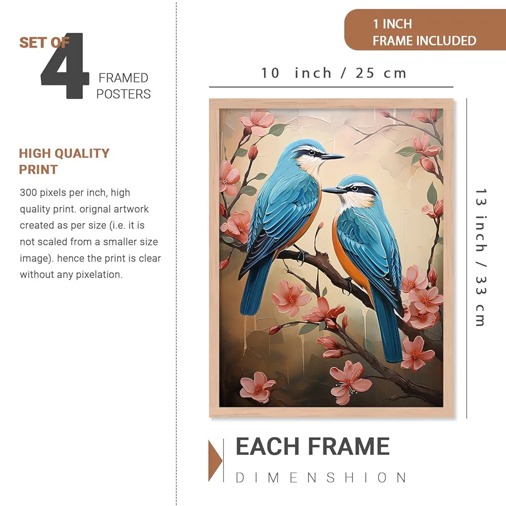 Kotart Peacock Digital Painting for Kitchen Restaurant Cafe Wall Decoration Set of 6 I