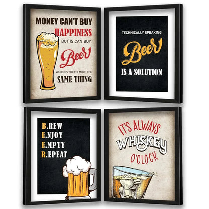 Kotart Framed Posters for Bar Kitchen Restaurant Wall Decor Bar Theme Frames Money Cant Buy Happiness E