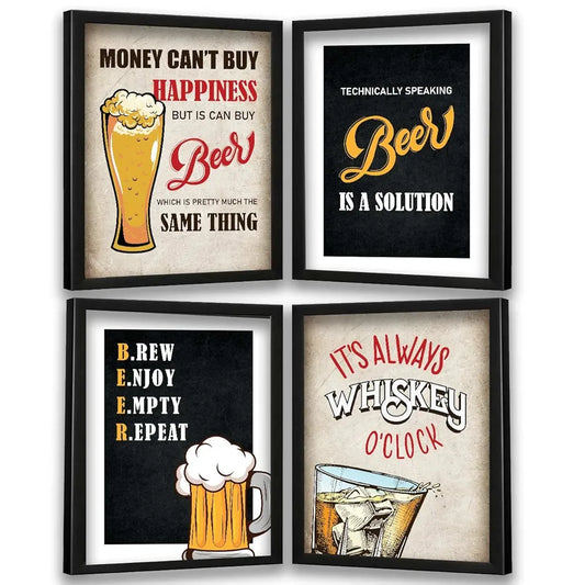 Kotart Framed Posters for Bar Kitchen Restaurant Wall Decor Bar Theme Frames Money Cant Buy Happiness E