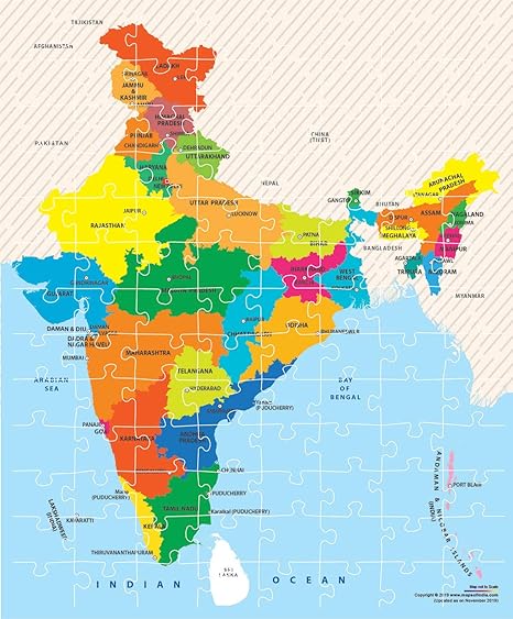Funskool Play Read & Learn India Toy Map Educational 104 Pieces Puzzle
