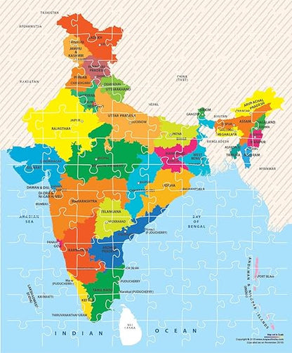 Funskool Play Read & Learn India Toy Map Educational 104 Pieces Puzzle