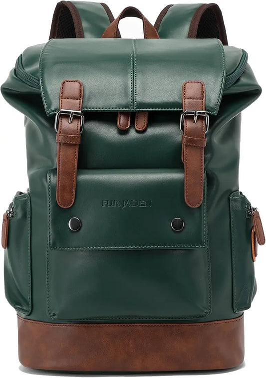 FUR JADEN Vegan Leather Anti Theft Casual Laptop Backpack with 15.6 Inch Laptop Pocket