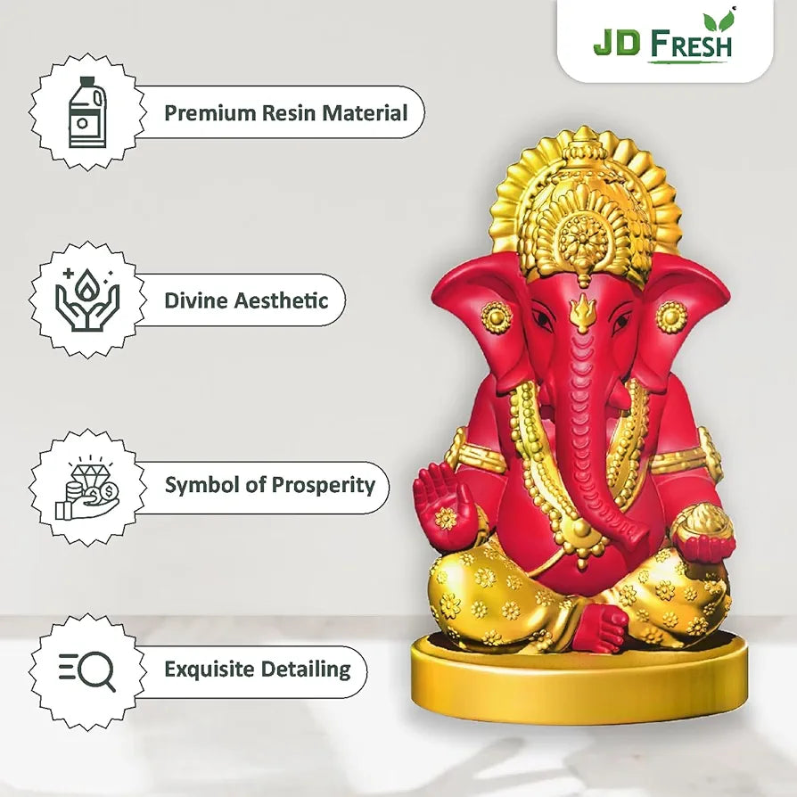Jd Fresh Resin Ganesh Idol For Home - Red