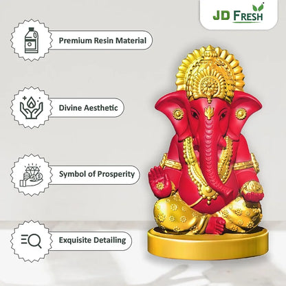 Jd Fresh Resin Ganesh Idol For Home - Red
