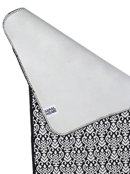 Saral Home Fleur Designer Soft Cotton Durable & Washable Multipurpose Runner Colour Balck