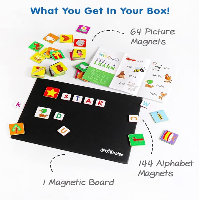 Firstcry Intelliskills Premium 208 Pieces Magnetic Spell & Learn Board for Kids | Learning & Educational Activities Toy