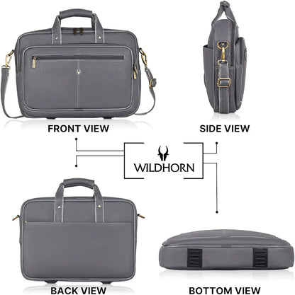 WildHorn Leather 15 inch Laptop Bag for Men I Padded Laptop Compartment I Carry Handles with Adjustable Strap