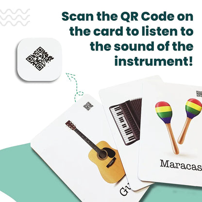 The Curious Bees - Musical Instruments Flash Cards | 36 Laminated Cards | Age Group: 2-5 Years | Ideal for Early Learning as a Pre School Fun Education Activity