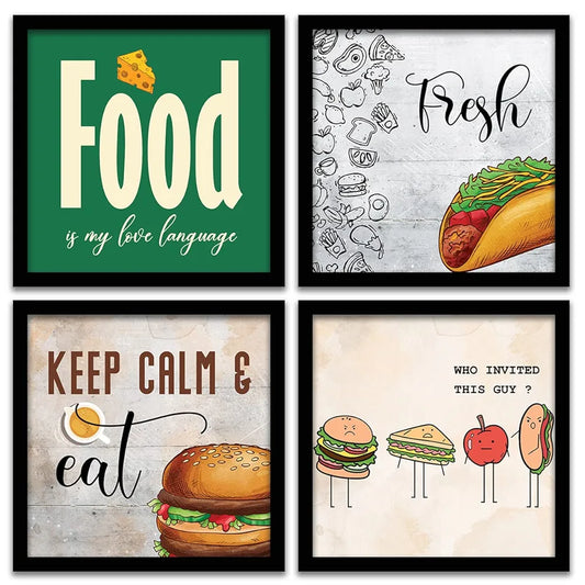 Kotart Paper Photo Frames For Kitchen And Restaurant Food Quotes Set Of 4 Design-21 F