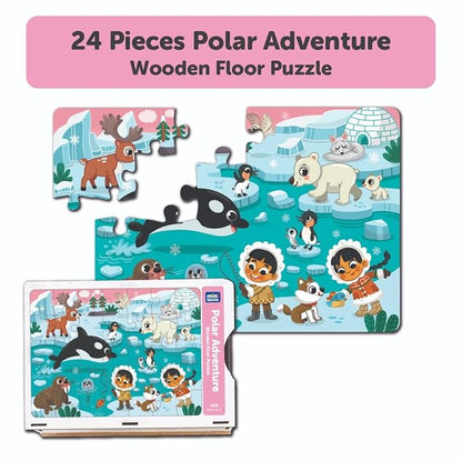 Mini Leaves 24 Piece Puzzle for Kids | Polar Adventure Jigsaw Puzzle | Wooden Puzzles for Kids | Educational Toys